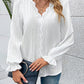 V-Neck Lace Detail Flounce Sleeve Blouse