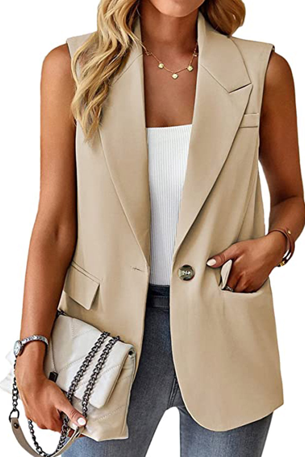 Elegant Single Breast Vest Blazer