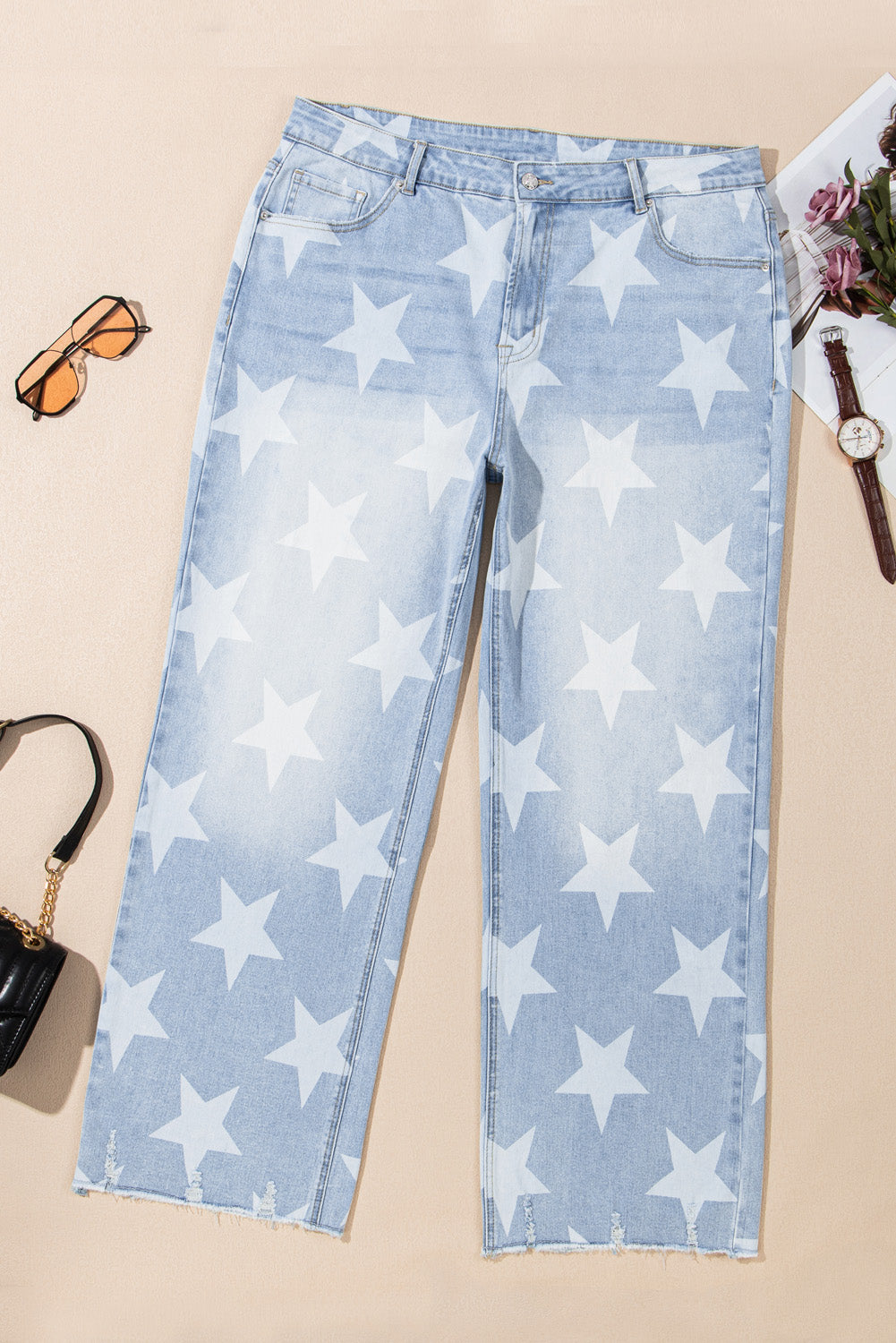 Star Blue High Waist Washed Jeans (1X - 4X)