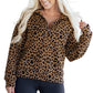 Cozy Daydream Brown Leopard Polo Zip Up Sweatshirt at LaurenNichole