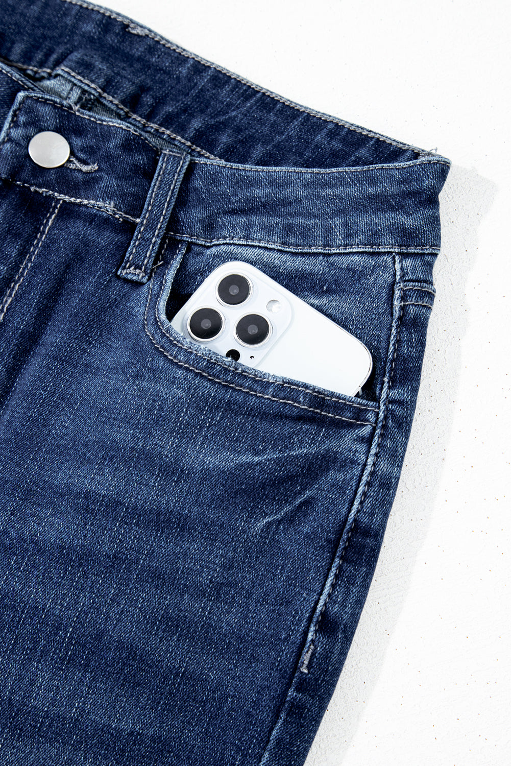 Mineral Washed Raw Hem High Waist Flared Jeans