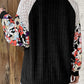 LaurenNichole Black Floral Patchwork Ribbed Blouse in 4 Colors. Size S - 2X
