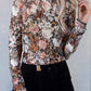 Elegant Floral High Neck Mesh Blouse