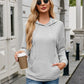 Ribbed Drawstring Long Sleeve Hoodie