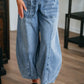 High Waist Paperbag Drawstring Barrel Jeans