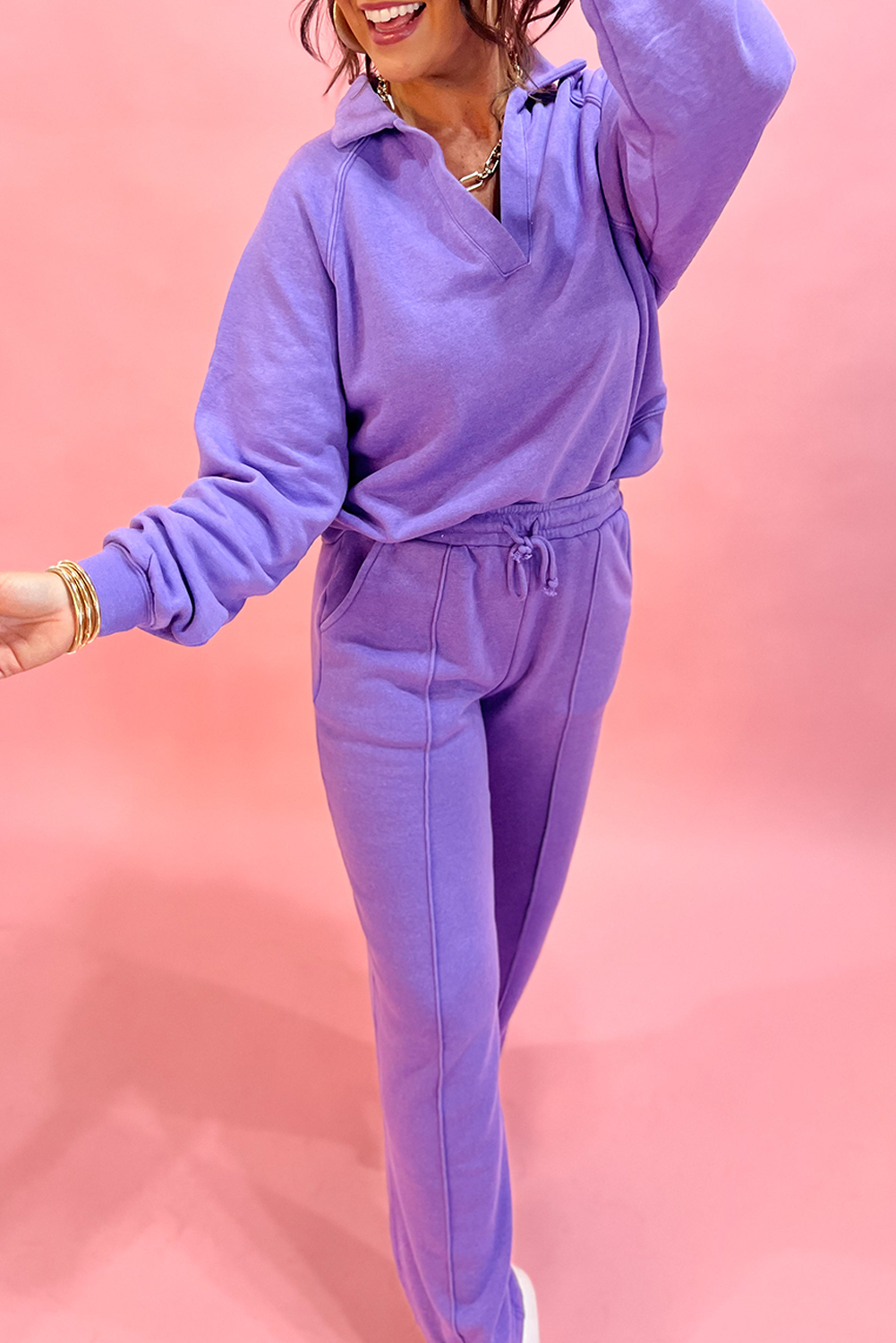 Winter Bright Relaxed Tailored 2-Piece Daydream Polo Sweatsuit