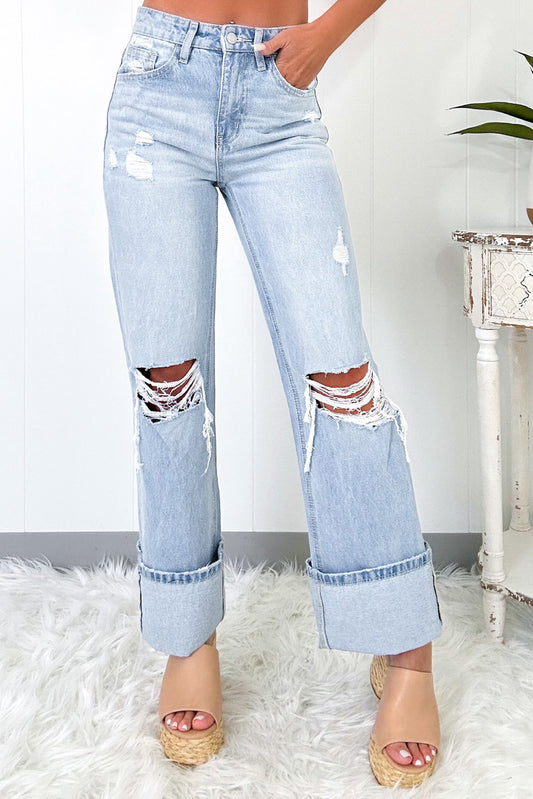 The Classic Distressed Straight Legged Ankle Jeans (Size 6 - 16)