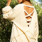 Open Back Cross Strap Balloon Sleeve Sweatshirt