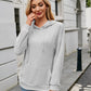 Ribbed Drawstring Long Sleeve Hoodie