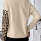 Leopard Color block Waffle Knit Shirt in 2 Colors