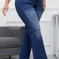 Dark Denim Blue Tailored Washed Flare Jeans (S - 2X)