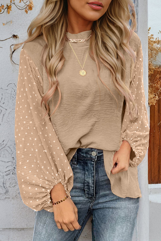 Elegant Swiss Dot Balloon Sleeve Blouse (S - 3X)