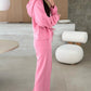 Daydream in Pink Cropped Hoodie Wide Legged Sweatsuit at LaurenNichole