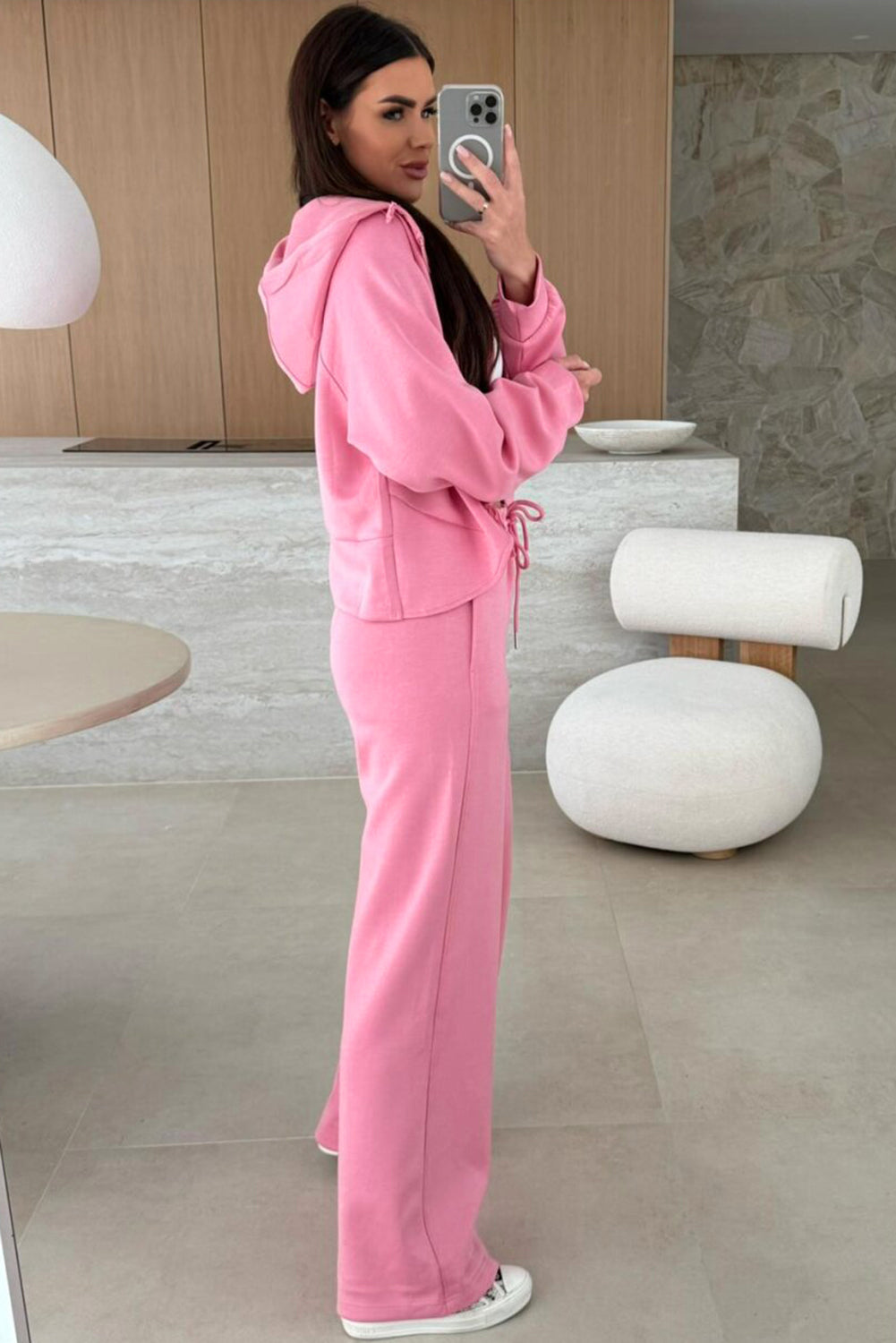 Daydream in Pink Cropped Hoodie Wide Legged Sweatsuit at LaurenNichole