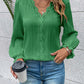 V-Neck Lace Detail Flounce Sleeve Blouse