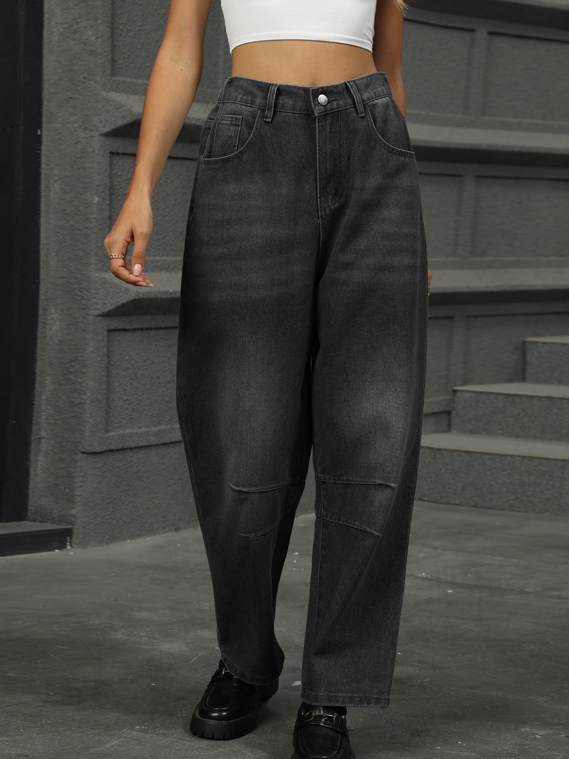 Classic Straight Jeans w/ Comfy Elastic Waist in 3 Colors