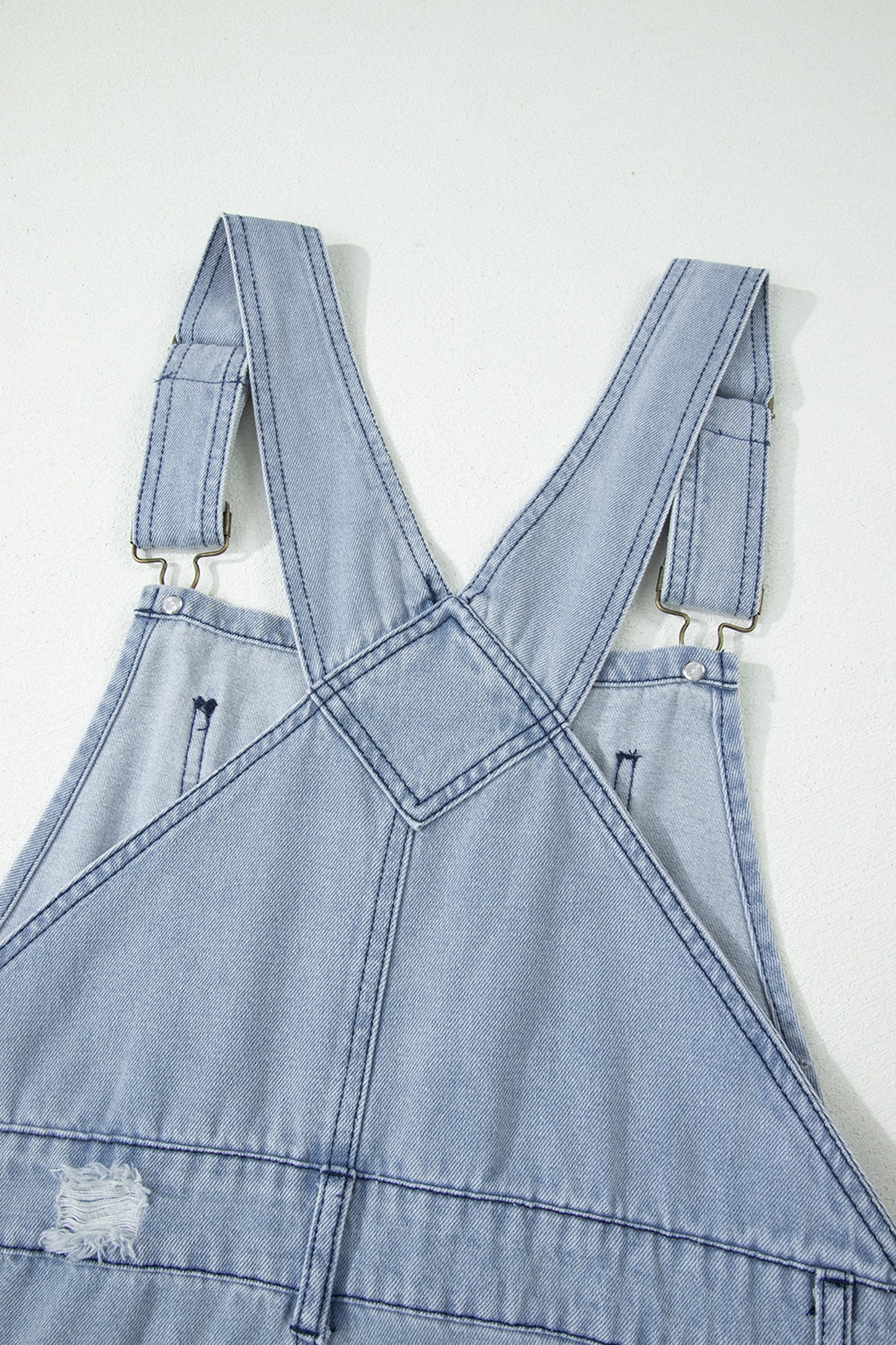 LaurenNichole Vintage Distressed Denim Wide-Legged Overall Jumpsuit