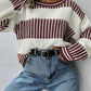 Comfy Stripped Patchwork Oversized Wide Sleeved Sweater in 3 Colors