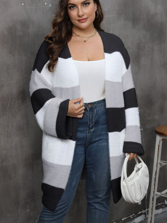 Classic Stripe Cardigan in 3 Colors. XL - 3X