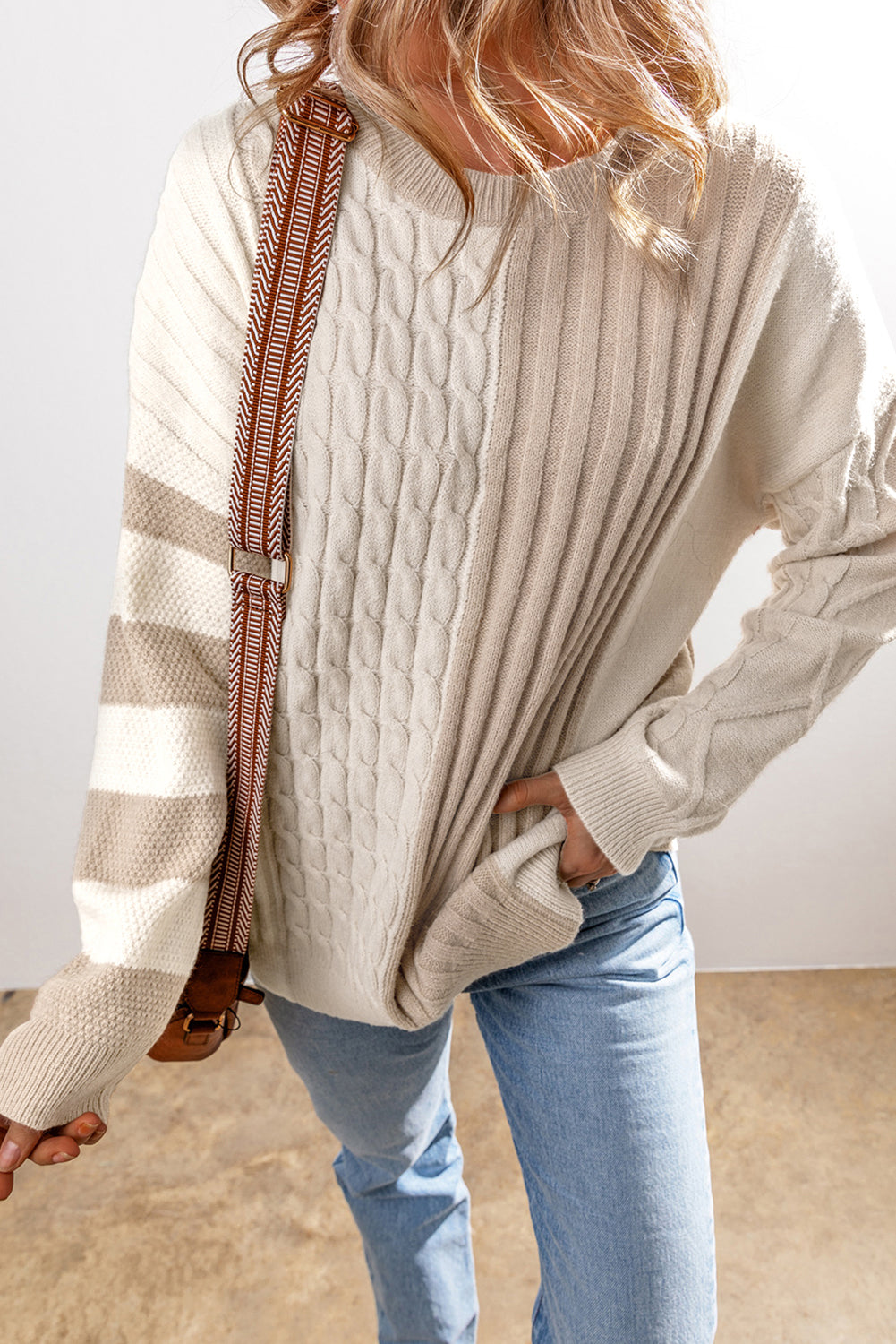 Cozy Cable Knit Colorblock Sweater