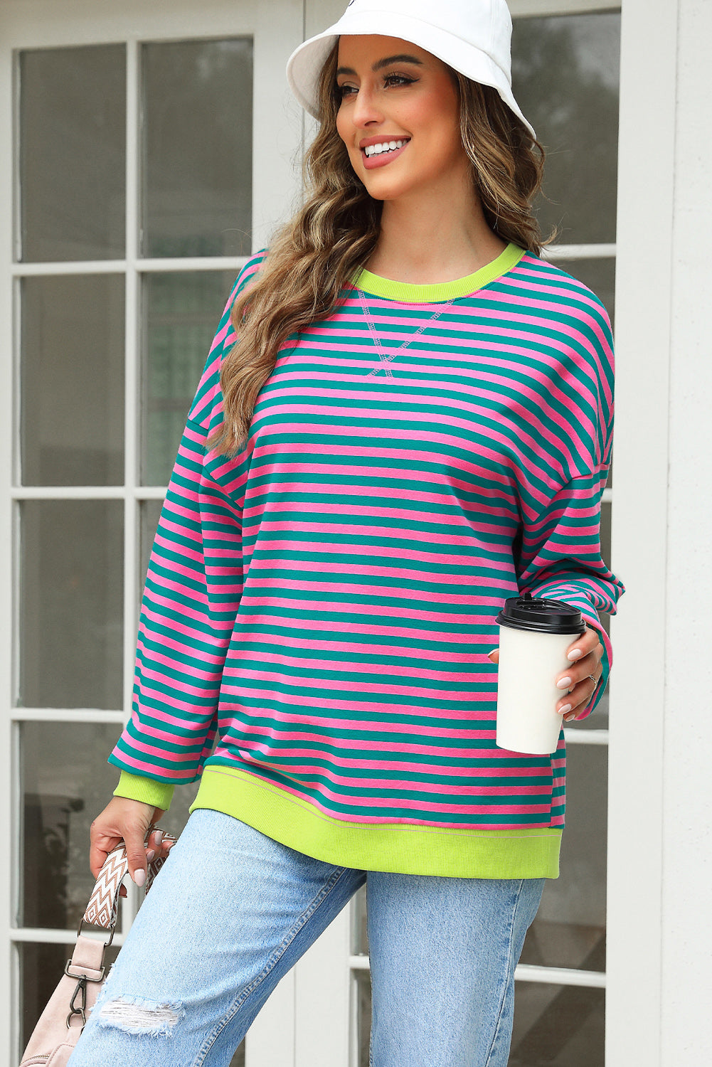 Comfy Oversized Stripe Sweatshirt in 2 Colors (S - 2X)