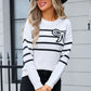 Elegant Bow Striped Sweater in 4 Colors