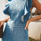 Edgy Chic Ruffle Backless Denim Jumpsuit