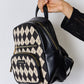 Argyle Pattern Vegan Leather Backpack