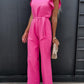 Ruffled Round Neck Cap Sleeve Jumpsuit