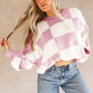 Cozy Checker Bishop Sleeve Sweaters  S - 2X in 3 Colors