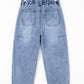 High Waist Paperbag Drawstring Barrel Jeans