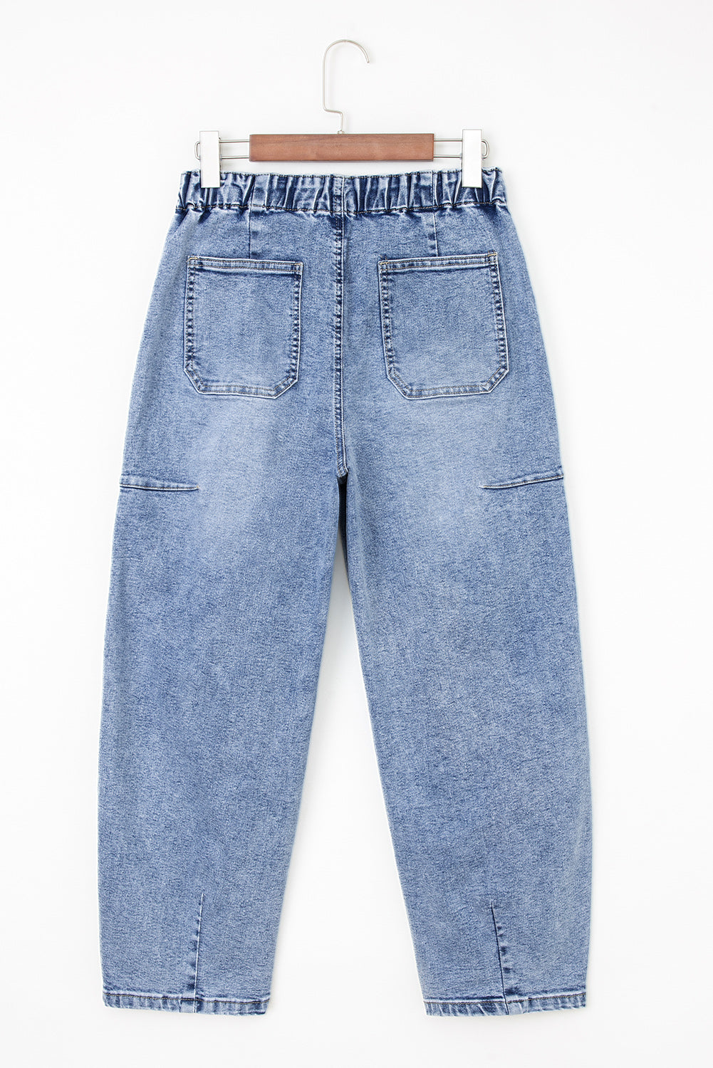 High Waist Paperbag Drawstring Barrel Jeans