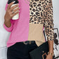 Leopard Color block Waffle Knit Shirt in 2 Colors