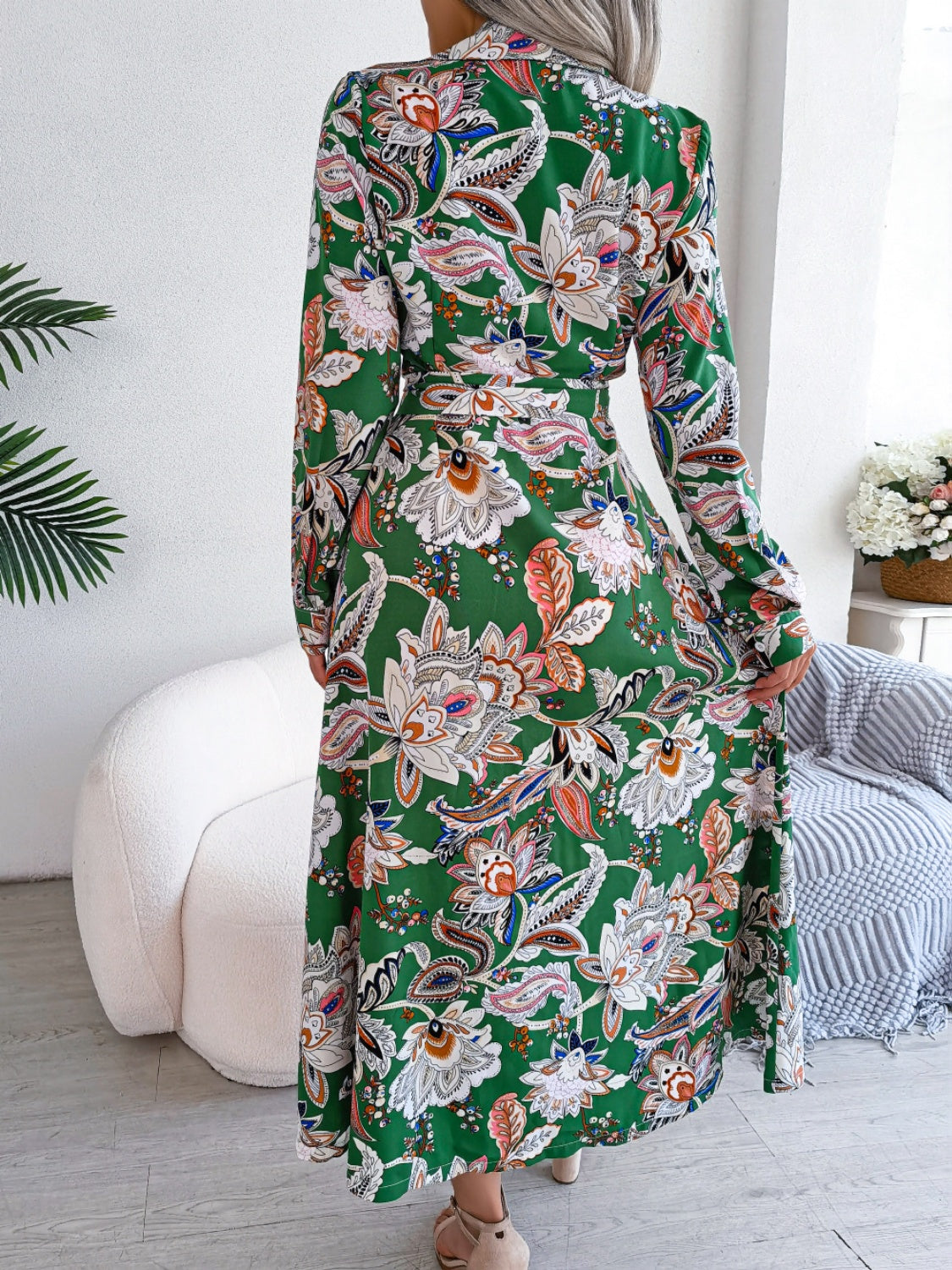 Classic Floral Tie Waist Midi Dress in 3 Colors