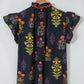 LaurenNichole Floral Lace Trim Ruffle V-Neck Blouse – Feminine Short Sleeve Top S - XL