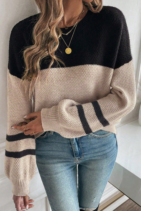 Cozy LaurenNichole Colorblock Knit Stripe Sweater in 2 Colors