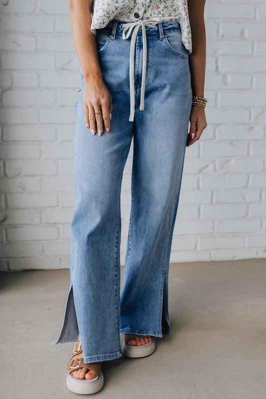 LaurenNichole Drawstring Comfy Side Slit Jeans Size 4 - 16