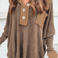 Boyfriend Waffle Knit Henley Shirt in 3 Colors ( S - 2X)