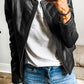 Classic Vegan Leather Zip Up Slim Fit Bomber Jacket in 2 Colors