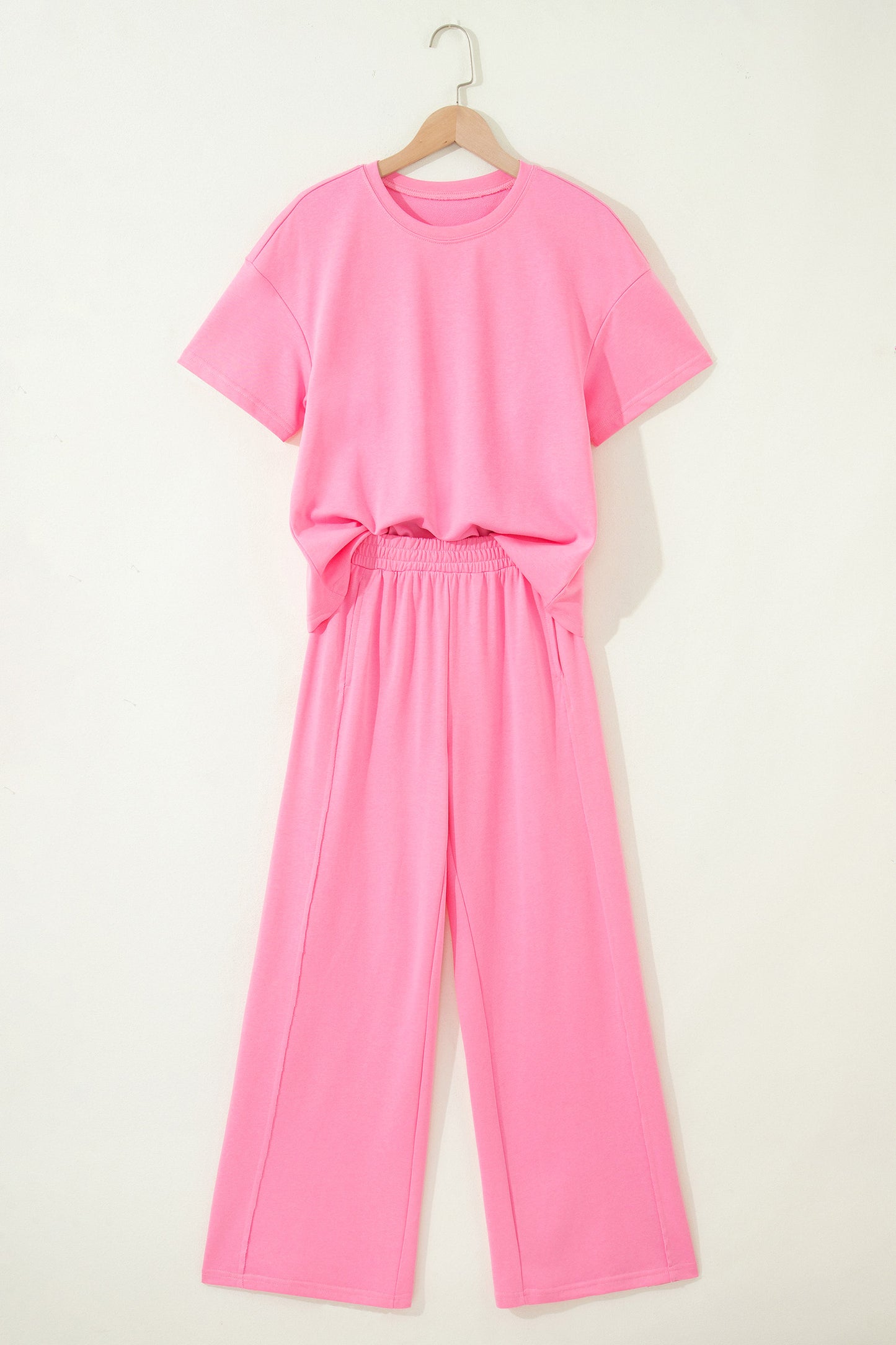 LaurenNichole Daydream Solid Oversized Tee &  Wide-Leg Pants Outfit — Pocketed Casual 2-Piece (3 Colors)