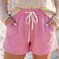 Sky Blue Stripe Drawstring Elastic Waist Casual Denim Shorts
