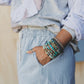 Sky Blue Stripe Drawstring Elastic Waist Casual Denim Shorts