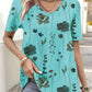 Chic Floral V-Neck Short Sleeve Tunic Shirt