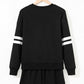 Activepologie Comfy Black Varsity Stripe Oversized Women's Sweatshirt & Shorts Outfit at LaurenNichole