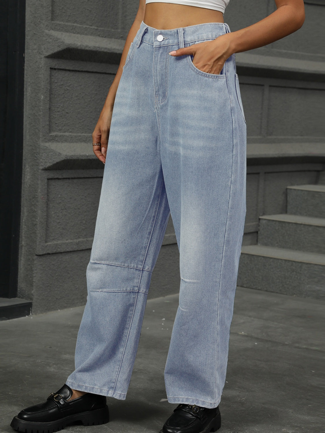 Classic Straight Jeans w/ Comfy Elastic Waist in 3 Colors