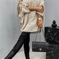 Elegant Round Neck Poncho Long Sleeve Sweater