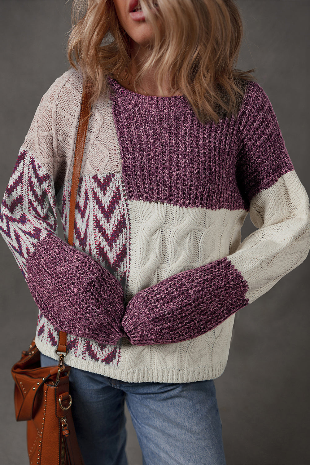 Cozy Casual Colorblock Knit Amber Knot Sweater