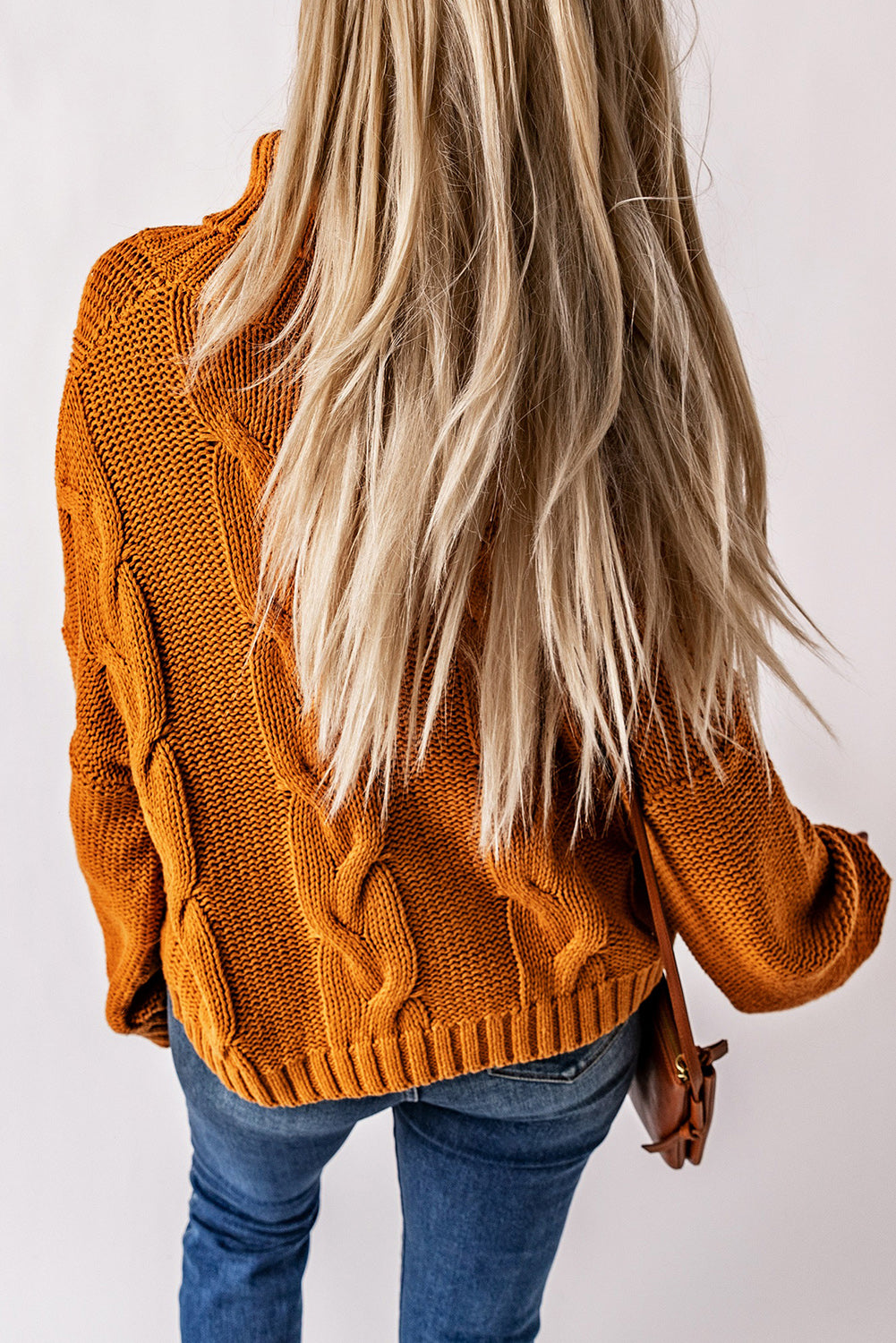 Classic Chunky Cable Knit Turtleneck Sweater