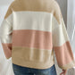 Elegant Color Block Lantern Sleeve Sweater