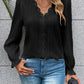 V-Neck Lace Detail Flounce Sleeve Blouse